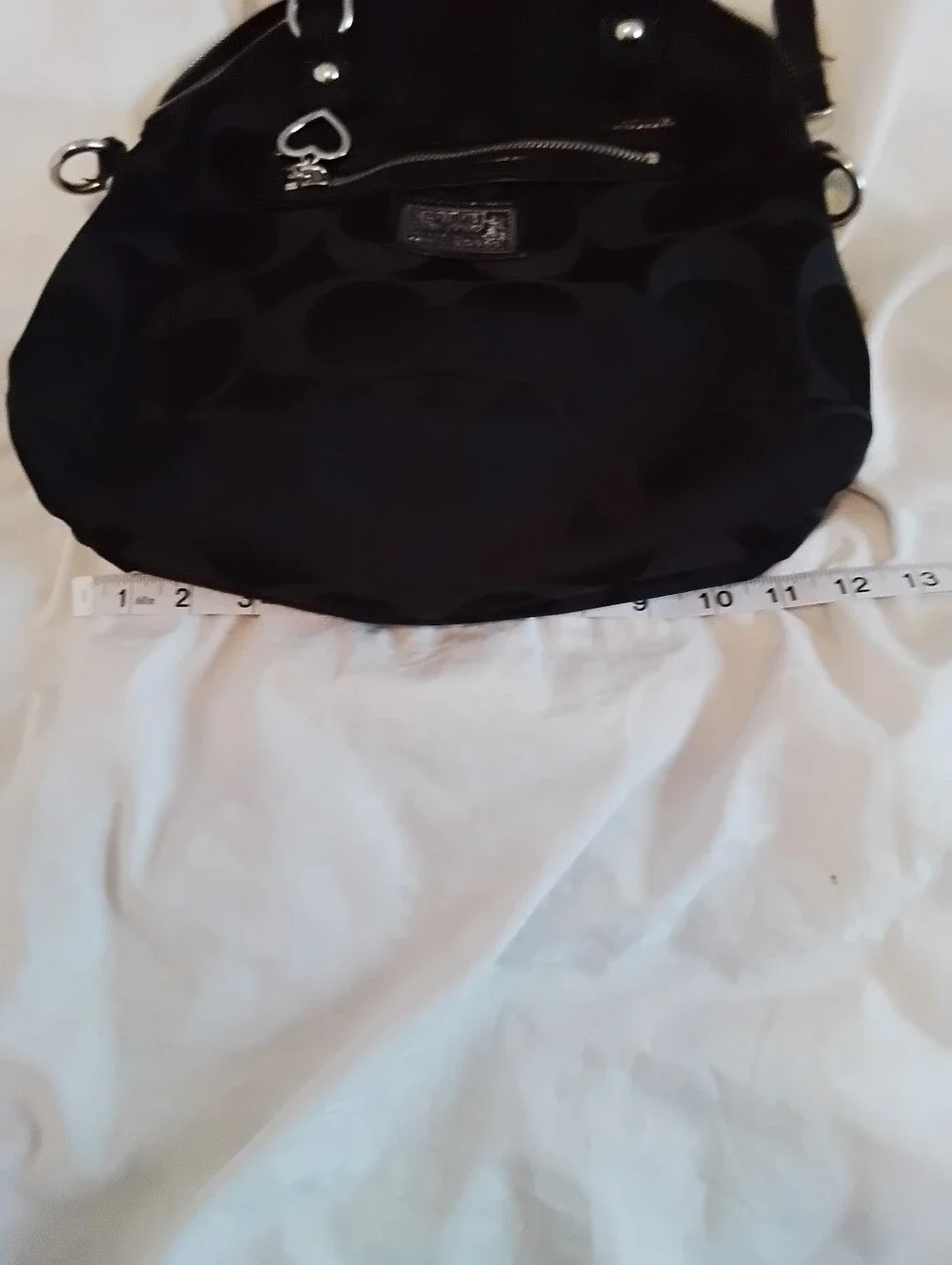 Coach Poppy Daisy Black Signature Dome Satchel Crossbody Bag No Shoulder Strip